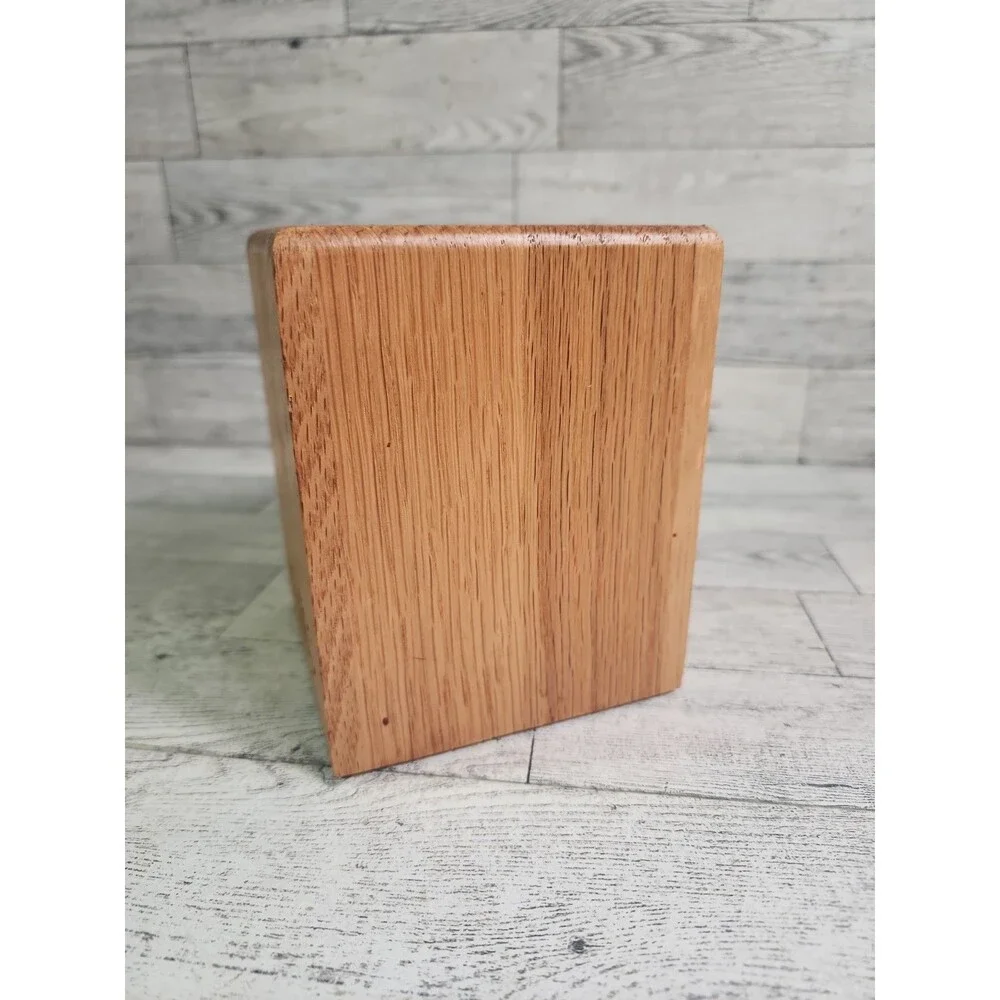 Cutco Wooden Square Utensil Holder Box Caddy Block White Oak 4x4x5 Made in USA